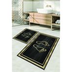 Napolihome Dijital Baskılı Yıkanabilir Kaymaz Taban Ayak Baskılı Banyo Paspası Klozet Takımı,Bej 60 X 100