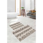 Napolihome Dijital Baskılı Yıkanabilir Kaymaz Taban Çizgi Desenli Banyo Paspası Klozet Takımı,Kahverengi 60 X 100