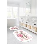 Napolihome Dijital Baskılı Yıkanabilir Kaymaz Taban Gül Motifli Oval Banyo Paspası Klozet Takımı,Pembe 60 X 100