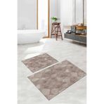 Napolihome Dijital Baskılı Yıkanabilir Kaymaz Taban Kupa Desenli Banyo Paspası Klozet Takımı,Vizon 60 X 100
