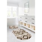 Napolihome Dijital Baskılı Yıkanabilir Kaymaz Taban Kupa Modelli Oval Banyo Paspası Klozet Takımı,Kahverengi 60 X 100