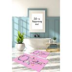 Napolihome Dijital Baskılı Yıkanabilir Kaymaz Taban Kuş Tüyü Desenli Banyo Paspası Klozet Takımı,Pembe 60 X 100
