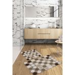 Napolihome Dijital Baskılı Yıkanabilir Kaymaz Taban Sade Modern Banyo Paspası Klozet Takımı,Kahverengi 60 X 100
