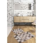 Napolihome Dijital Baskılı Yıkanabilir Kaymaz Taban Sade Modern Banyo Paspası Klozet Takımı,Vizon 60 X 100 KLOZET-75