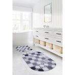 Napolihome Dijital Baskılı Yıkanabilir Kaymaz Taban Sade Modern Oval Banyo Paspası Klozet Takımı,Lila 60 X 100