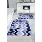 Napolihome Dijital Baskılı Yıkanabilir Kaymaz Taban Sade Zigzag Model Banyo Paspası Klozet Takımı,Lacivert 60 X 100