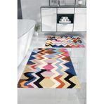 Napolihome Dijital Baskılı Yıkanabilir Kaymaz Taban Sade Zigzag Model Banyo Paspası Klozet Takımı,Renkli 60 X 100