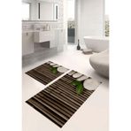 Napolihome Dijital Baskılı Yıkanabilir Kaymaz Taban Taş Desenli Banyo Paspası Klozet Takımı,Kahverengi 60 X 100