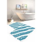 Napolihome Dijital Baskılı Yıkanabilir Kaymaz Taban Yaprak Desenli Banyo Paspası Klozet Takımı,Mavi 60 X 100