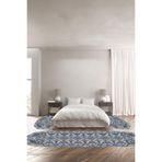 Napolihome Dijital Kaymaz Taban Yıkanabilir Klasik Çerçeve Model Oval Üçlü Yatak Odası,Mavi 100 X 100