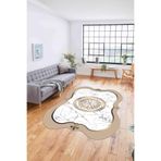 Napolihome Dijital Lazer Kesim Göbek Motifli Yıkanabilir Kaymaz Taban Yolluk Mutfak Salon Halısı,Bej 80 X 150