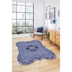 Napolihome Dijital Lazer Kesim Göbek Motifli Yıkanabilir Kaymaz Taban Yolluk Mutfak Salon Halısı,Mavi 80 X 150