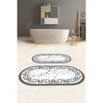 Napolihome Dijital Yıkanabilir Çerçeveli Mermer Model Oval Banyo Paspası Klozet Takımı,Gri 60 X 100