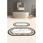 Napolihome Dijital Yıkanabilir Çerçeveli Mermer Model Oval Banyo Paspası Klozet Takımı,Kahverengi 60 X 100