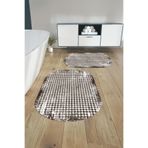 Napolihome Dijital Yıkanabilir Kare Desen Detaylı Oval Banyo Paspası Klozet Takımı,Kahverengi 60 X 100