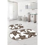 Napolihome Dijital Yıkanabilir Kaymaz Taban Deniz Yıldızı Oval Banyo Paspası Klozet Takımı,Kahverengi 60 X 100