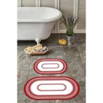 Napolihome Dijital Yıkanabilir Kaymaz Taban Klasik Model Oval Banyo Paspası Klozet Takımı,Kırmızı 60 X 100 KLOZET-O-53