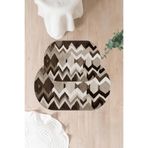 Napolihome Dijital Yıkanabilir Kaymaz Taban Sade Zigzag Model Oval Banyo Paspası Klozet Takımı,Kahverengi 60 X 100