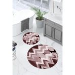 Napolihome Dijital Yıkanabilir Kaymaz Taban Sade Zigzag Model Yuvarlak Banyo Paspası Klozet Takımı,Bordo 100 X 100