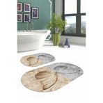 Napolihome Dijital Yıkanabilir Renkli Kelebek Model Oval Banyo Paspası Klozet Takımı,Kahverengi 60 X 100
