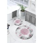 Napolihome Dijital Yıkanabilir Sade Vektörel Desenli Yuvarlak Banyo Paspası Klozet Takımı,Pembe 100 X 100