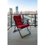 Napper Katlanabilir Kırmızı Şezlong - Su Geçirmez Kumaş, Metal İskelet, Balkon Ve Bahçe Sandalyesi