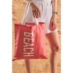 Nar Çiçeği Beach Desen Baskılı Plaj Çantası