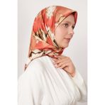 Nar Çiçeği Lotus Çiçek Twill İpek Eşarp