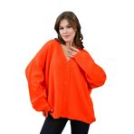 Nar Çiçeği Yumoş V Yaka Düğmeli Oversize Triko Hırka 24106
