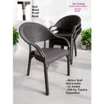 Nar Sokağı 4 Adet Bambu Rattan Kollu Sandalye Koltuk Kahve