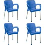 Nar Sokağı 4 Adet Metal Ayaklı Plastik Sandalye Koltuk Mavi