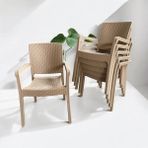 Nar Sokağı 6 Adet Karizma Rattan Kollu Sandalye Koltuk 6'lı Set - Kapuçino