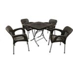 Nar Sokağı 80X80 Metal Ayaklı Bahçe Balkon Masa Takımı Kahve - Kahverengi