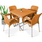 Nar Sokağı 80x80 Metal Ayaklı Bahçe Balkon Masa Takımı Teak