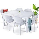 Nar Sokağı Bambu Beyaz 90X150 cm Camsız Rattan Bahçe Balkon Masa Takımı
