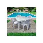 Nar Sokağı Bambu Beyaz 90X90 cm Camlı Rattan Bahçe Balkon Masa Takımı
