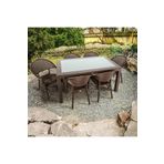 nar sokağı Bambu Kahve 90x150 Cm Camlı Rattan Bahçe Balkon Masa Takımı