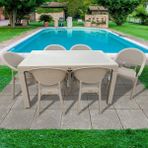 Nar Sokağı Bambu Kapiçino 90X150 cm Camlı Rattan Bahçe Balkon Masa Takımı - Krem