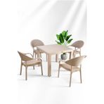 Nar Sokağı Bambu Kapiçino 90x90 Cm Camsız Rattan Bahçe Balkon Masa Takımı