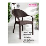 Nar Sokağı Bambu Rattan Kollu Sandalye Koltuk Kahve