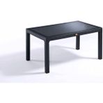 Nar Sokağı Camlı Siyah 90X150 cm Rattan Bahçe Balkon Masası