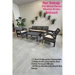 nar sokağı Wood Desen Oturma Grubu 5 Kişilik Bahçe ve Balkon Seti
