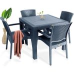 Nar Sokağı Zeugma Antrasit 90X90 cm Camsız Rattan Bahçe Balkon Masa Takımı