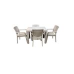 nar sokağı Zeugma Beyaz 70x100 Cm Camsız Rattan Bahçe Balkon Masa Takımı