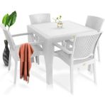 Nar Sokağı Zeugma Beyaz 90X90 cm Camsız Rattan Bahçe Balkon Masa Takımı