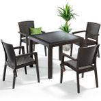 Nar Sokağı Zeugma Kahve 90X90 cm Camlı Rattan Bahçe Balkon Masa Takımı - Kahverengi