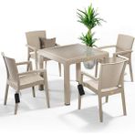 Nar Sokağı Zeugma Kapiçino 90X90 cm Camlı Rattan Bahçe Balkon Masa Takımı - Krem
