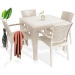 Nar Sokağı Zeugma Kapiçino 90X90 cm Camsız Rattan Bahçe Balkon Masa Takımı - Krem