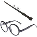 Nargo Harry Potter Asası 30 cm ve Siyah Çerçeveli Harry Potter Gözlüğü Seti - Gri - Siyah - 10 - 11 Yaş
