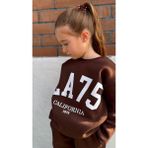 Narin Kids 3 Ip Şardonlu Garson Boy Oversize Jagger Paça Kışlık Kız Çocuk Alt Üst Takım - Kahverengi - 5 - 6 Yaş